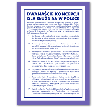 DWANAŚCIE KONCEPCJI DLA SŁUŻB AA W POLSCE - A4/karton